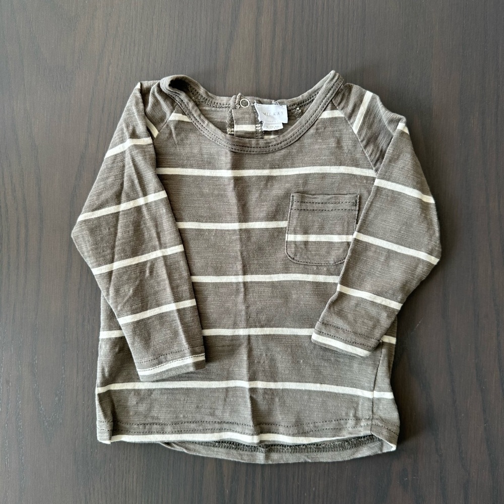 Jamie Kay Striped Brown Baby Shirt 3-6 Mo